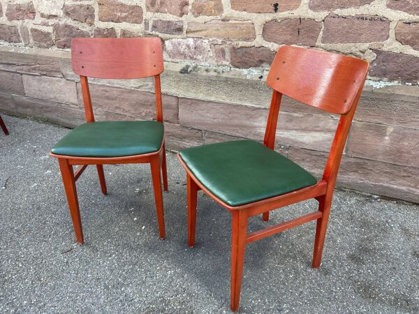 Set de 4 chaises vintage de restaurant bistrot skai simili cuir