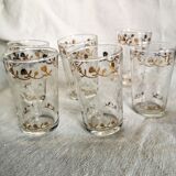 Six verres décorés dans leur panier de présentation
