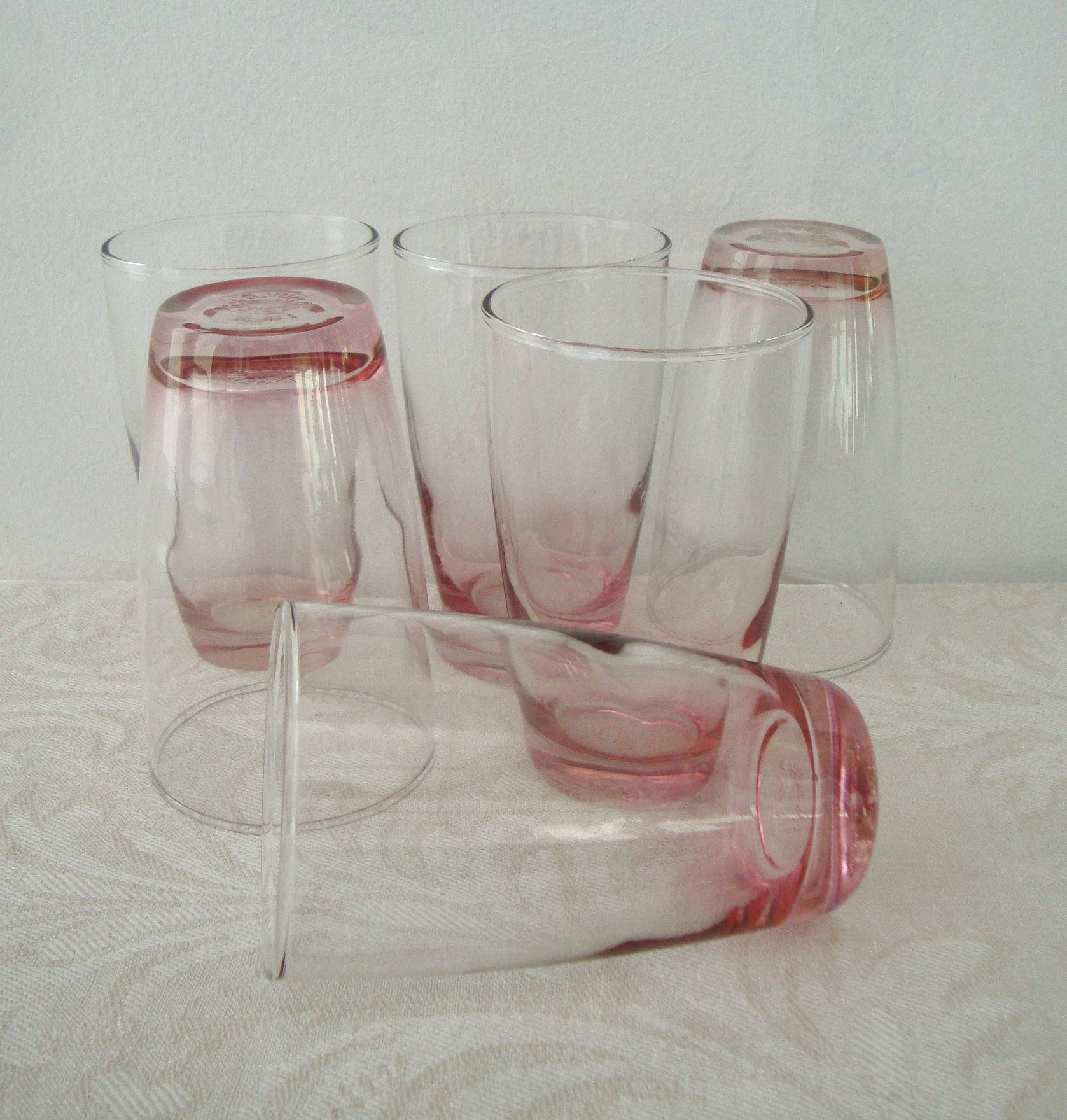 Set de 6 verres à eau roses vintage