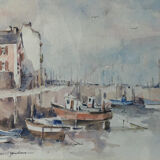 Beautiful Painting Watercolor Port Haliguen Quiberon signed