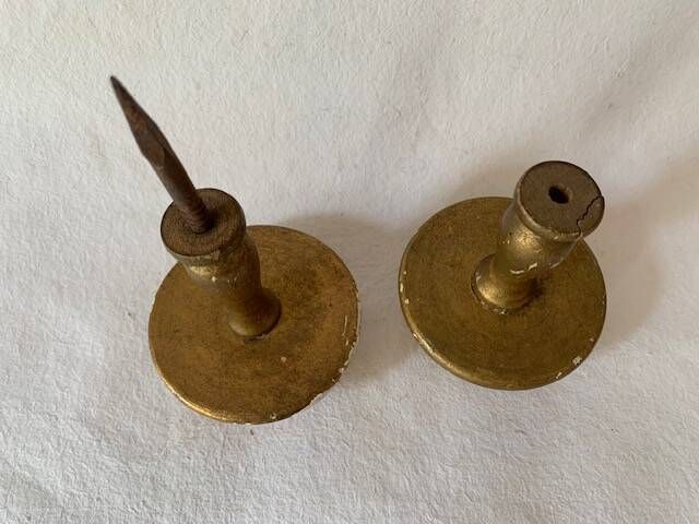 Large round door handles in gilded wood and Old Paris porcelain, circa 1900