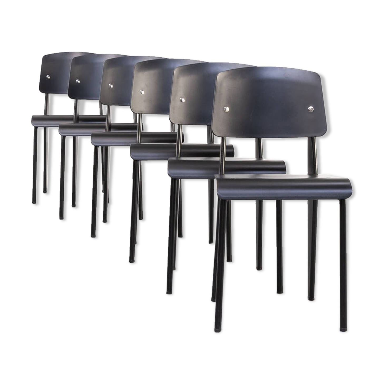 Jean Prouvé ‘Standard-SP’ dining chair for Vitra set/6