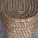Antique basket, straw and bramble, woven basket with lid