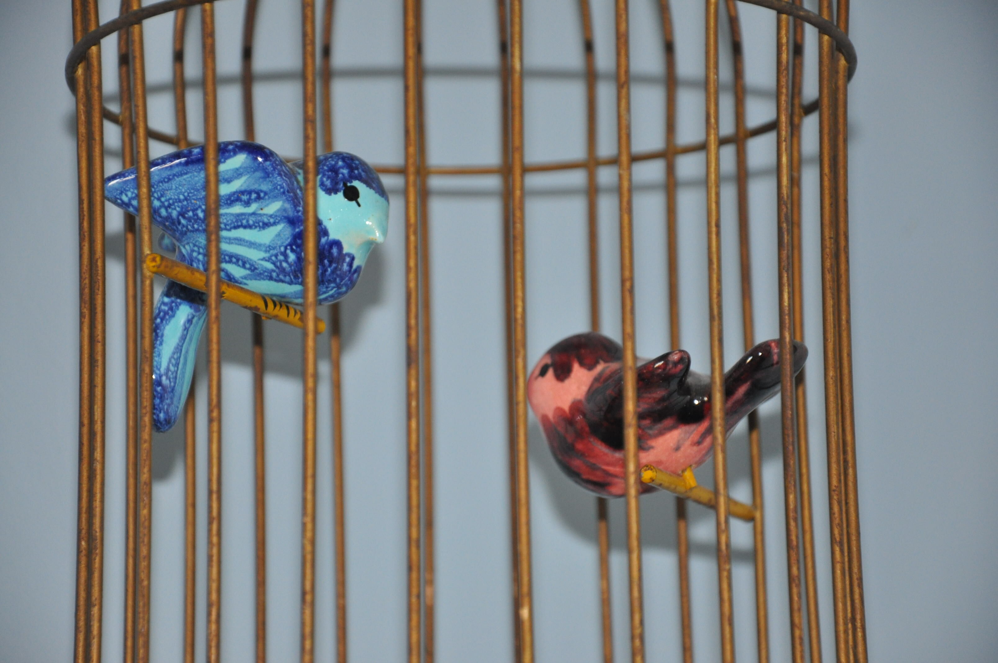 Lustre suspension cage à oiseaux vintage