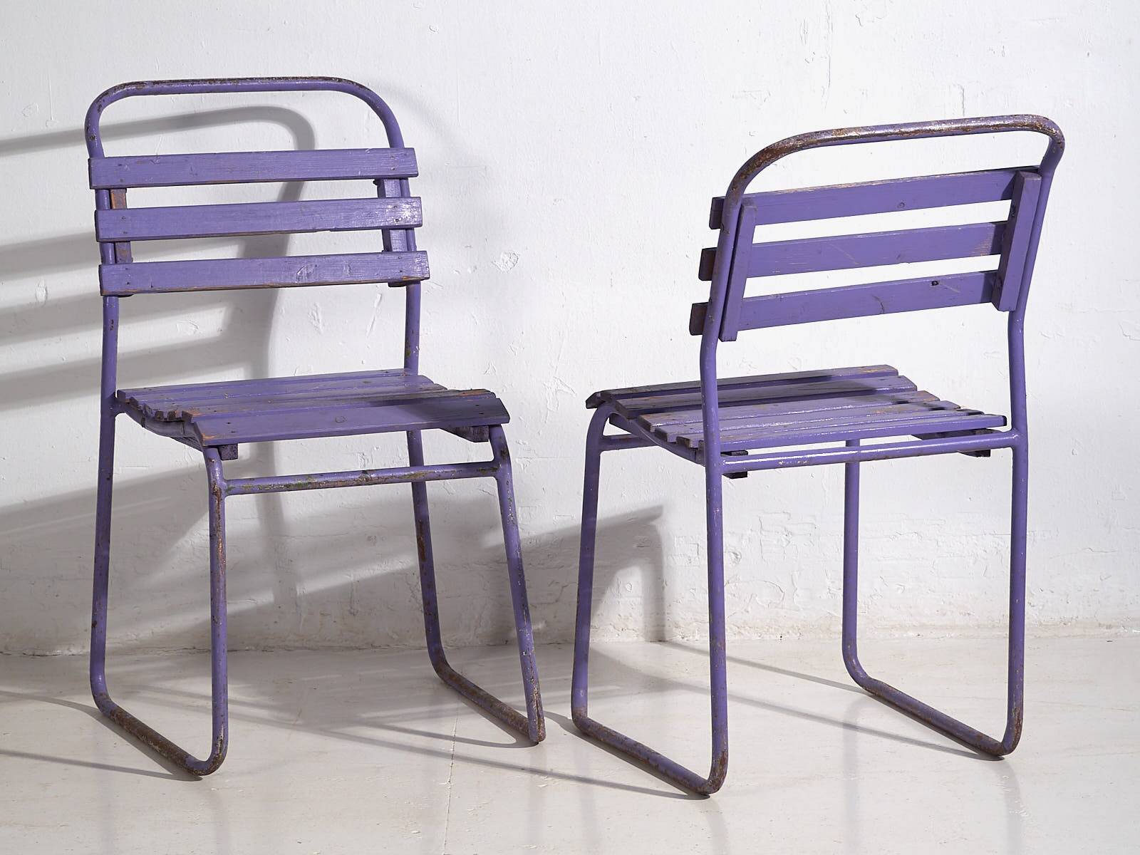 Antique purple patio chairs (c.1920). Set of 2 pieces