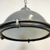Grey Industrial Pendant Lamp with Clear Glass Cover, 1970s