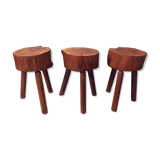 Trio de tabourets tripode brutalistes