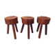 Trio of brutalist tripod stools