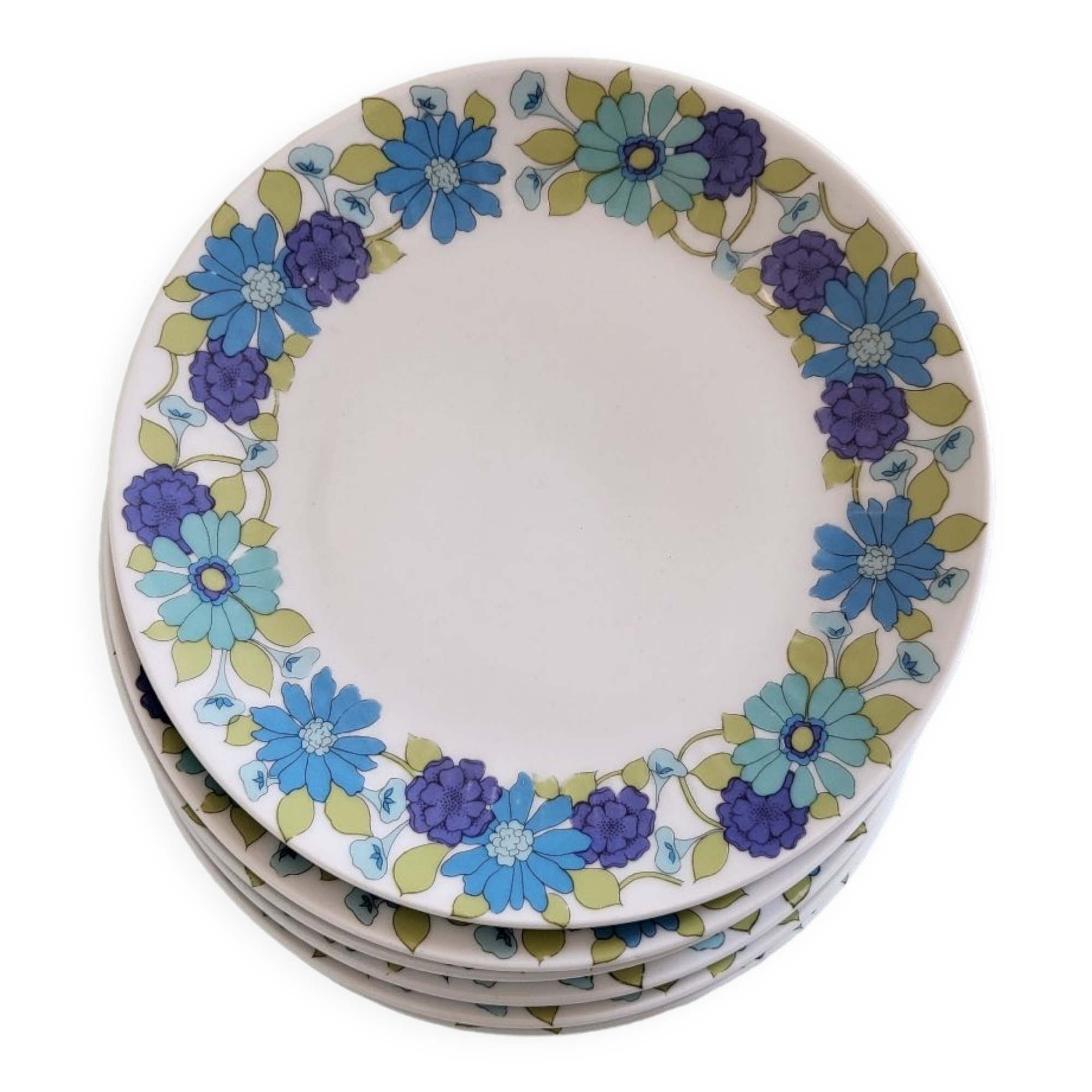 6 assiettes dessert à fleurs