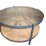 Round pendulum living room coffee table in metal and glass