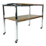 Table on wheels, laminate top and metal Eiffel legs, circa 1950