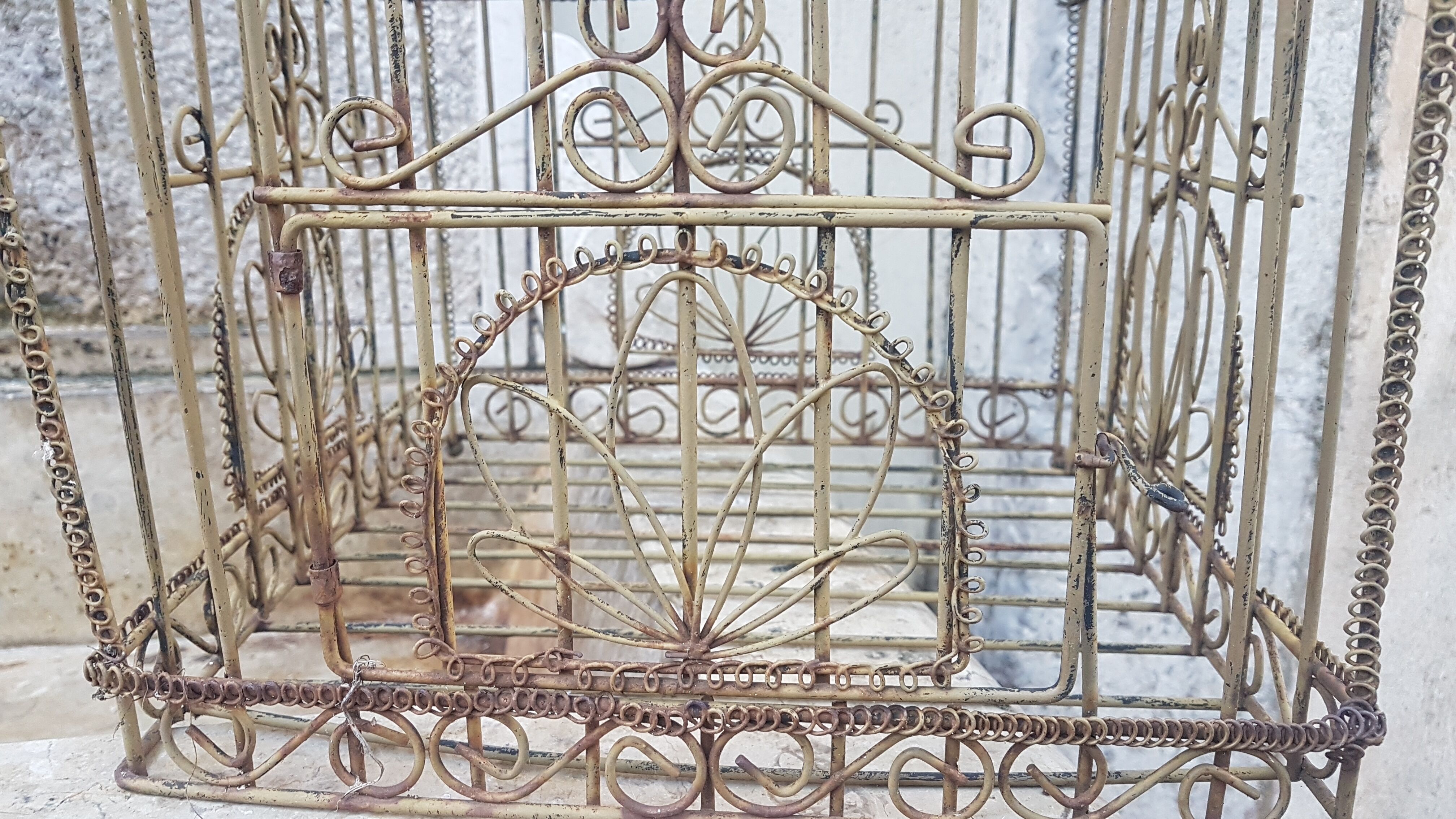 Painted old-bird cage in scrap