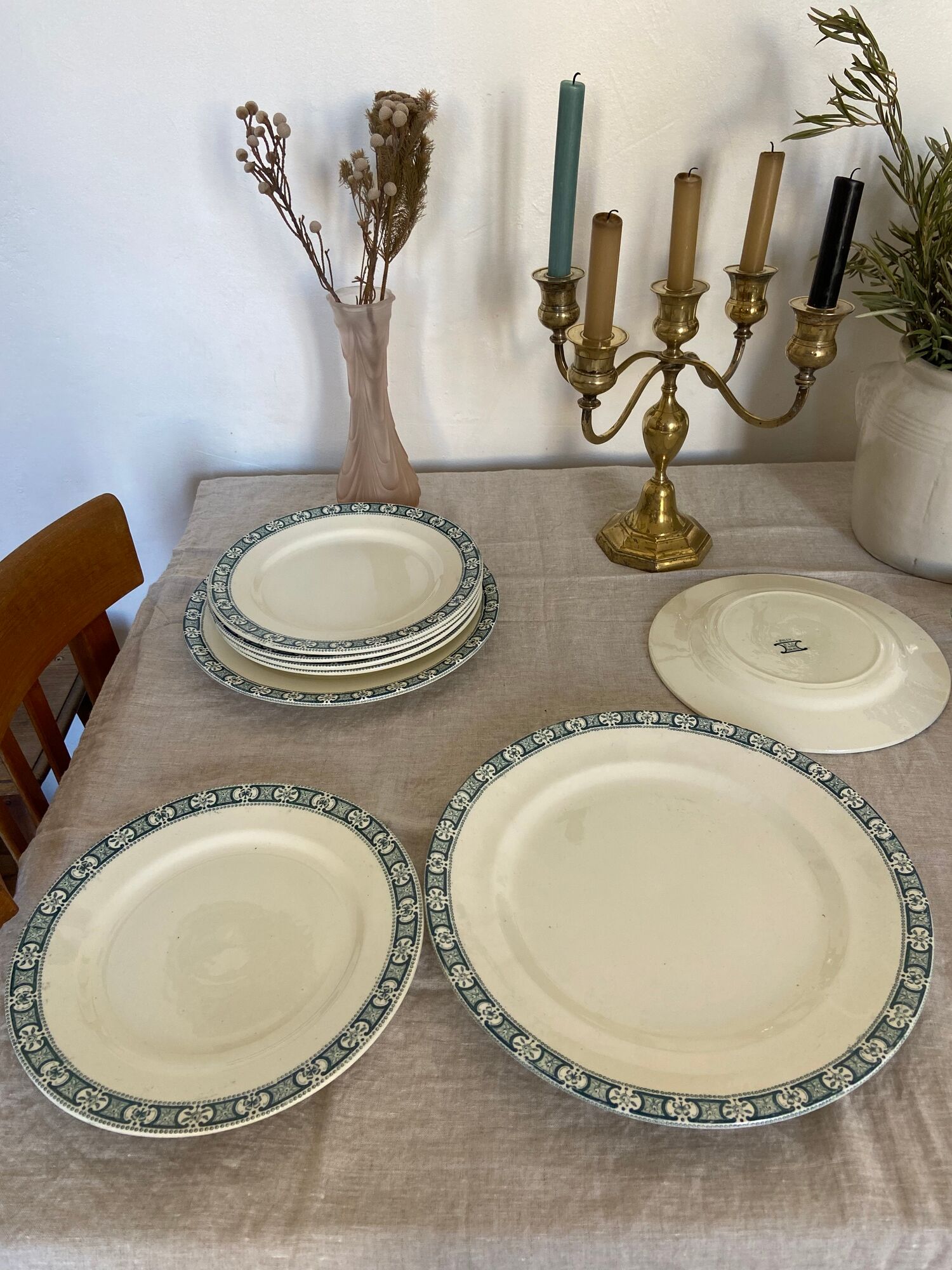 Plates flat porcelain Iron earth Vintage antique tableware