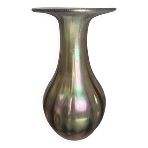 Vase en verre irisé