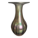 Iridescent glass carafe in the style of Loetz
