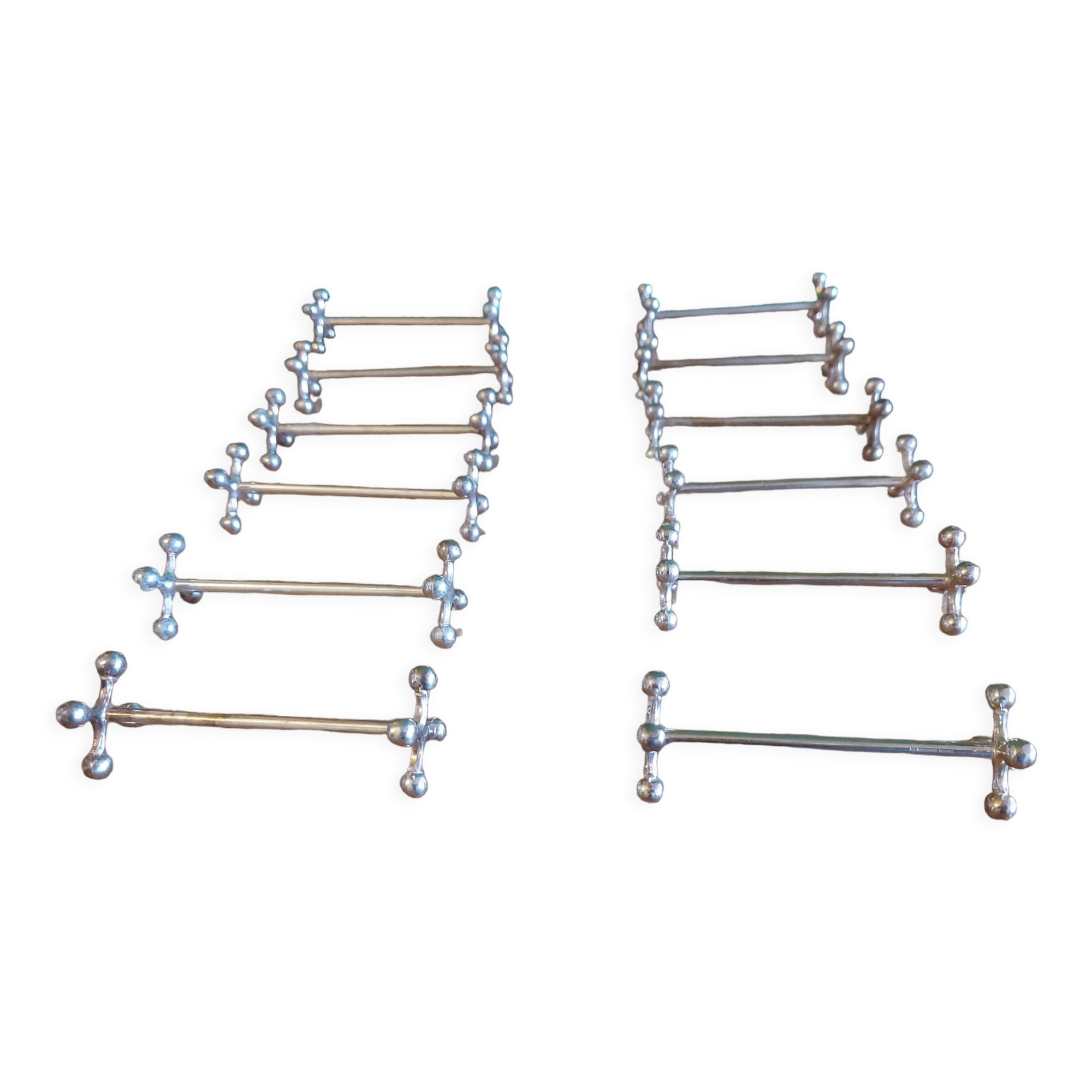 12 Christofle silver metal knife doors, pearl model