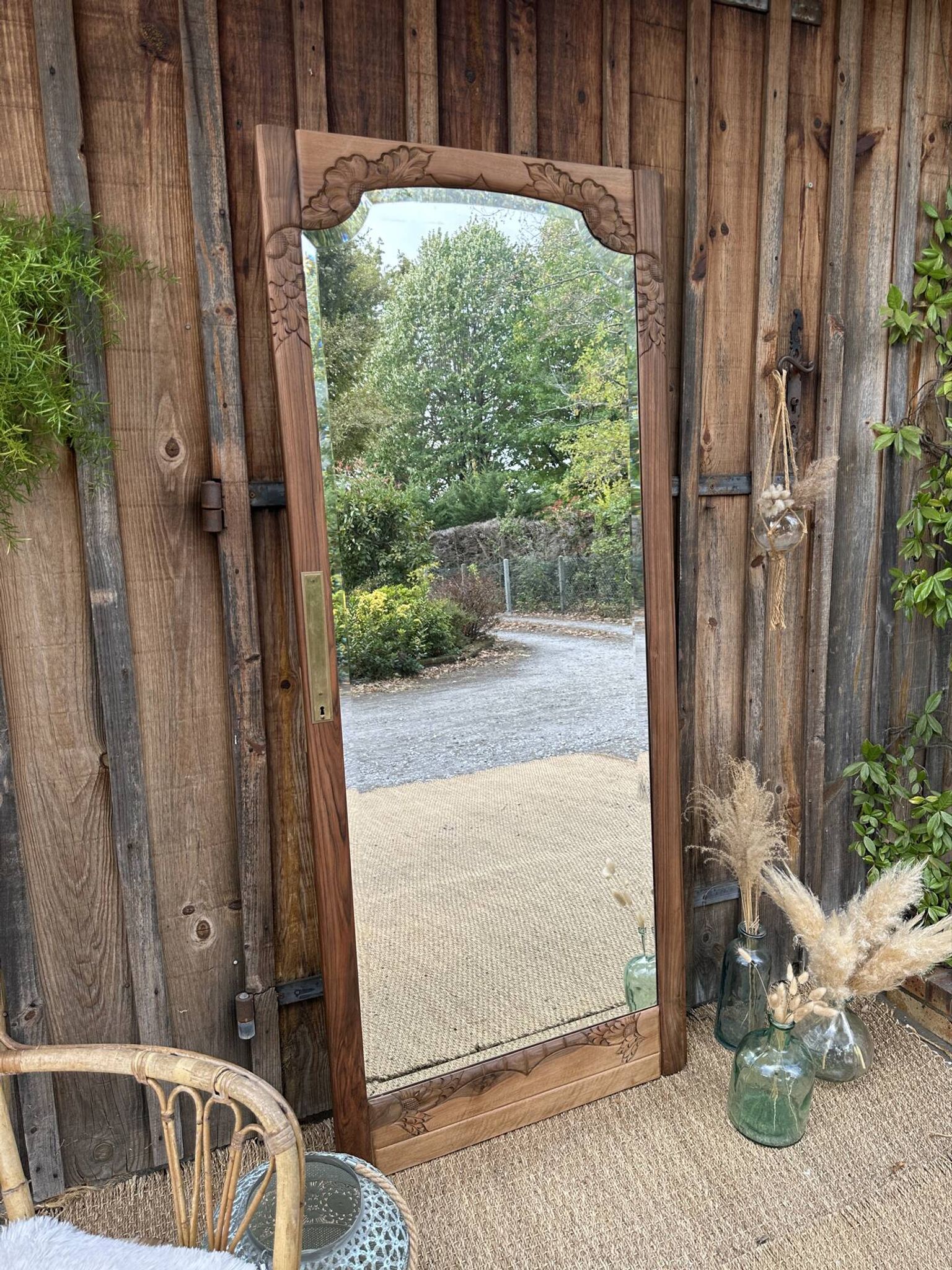 Art Deco walnut mirror