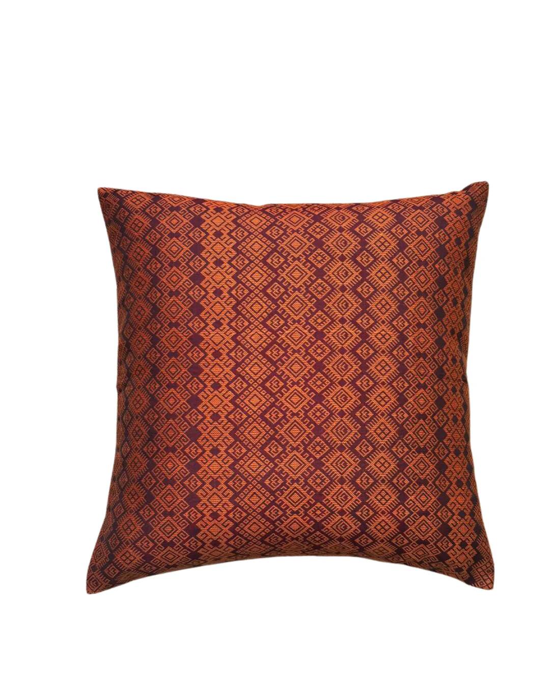 Burgundy and orange Kachin cushion cover (RIDA)