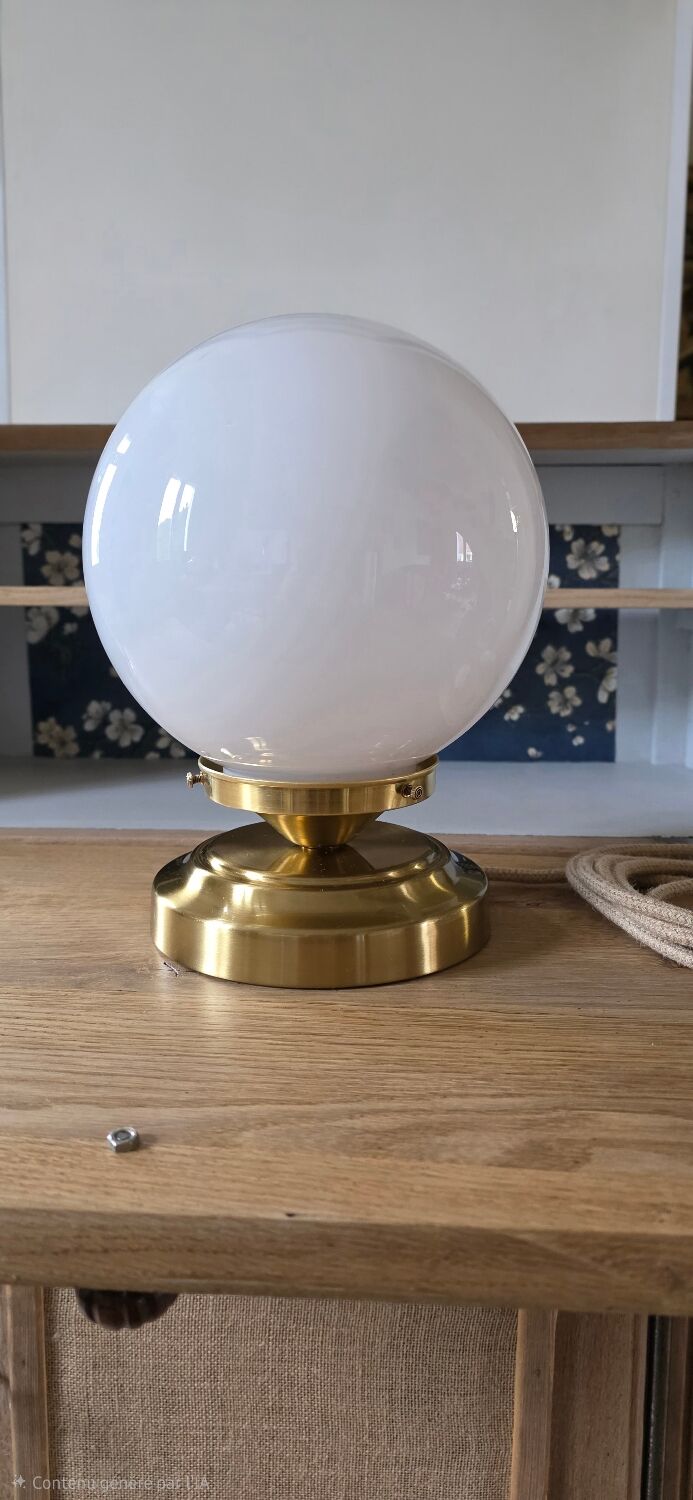Vintage opaline globe table lamp