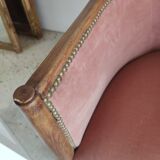 Armchair art deco pink velvet trim