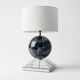 Architectural Stepped Lucite Lamp with Faux Marble Glass Sphere 1970s