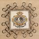 Hand painted gien tile on wrought iron trivet