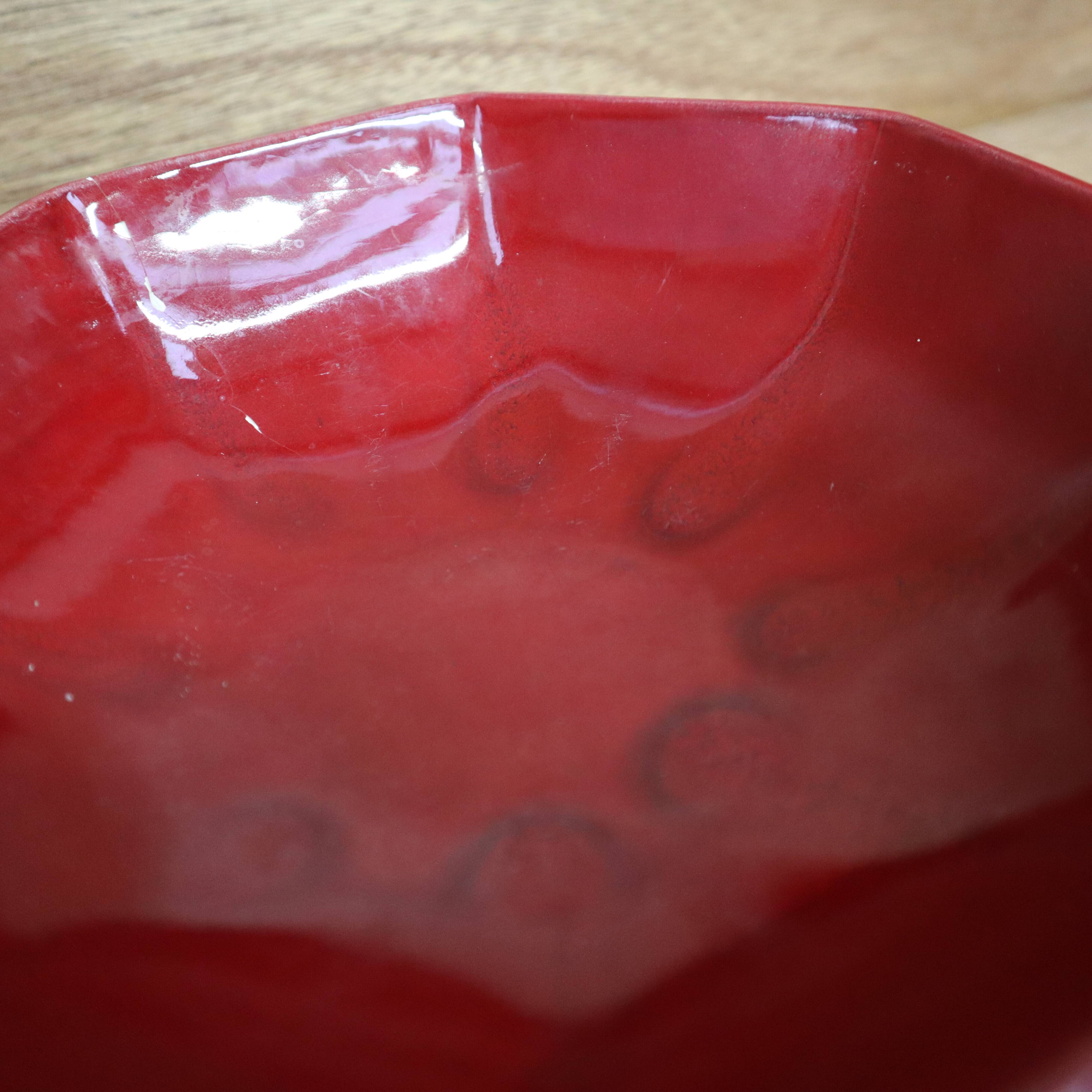 Charolles earthenware salad bowl/deep dish in burgundy color