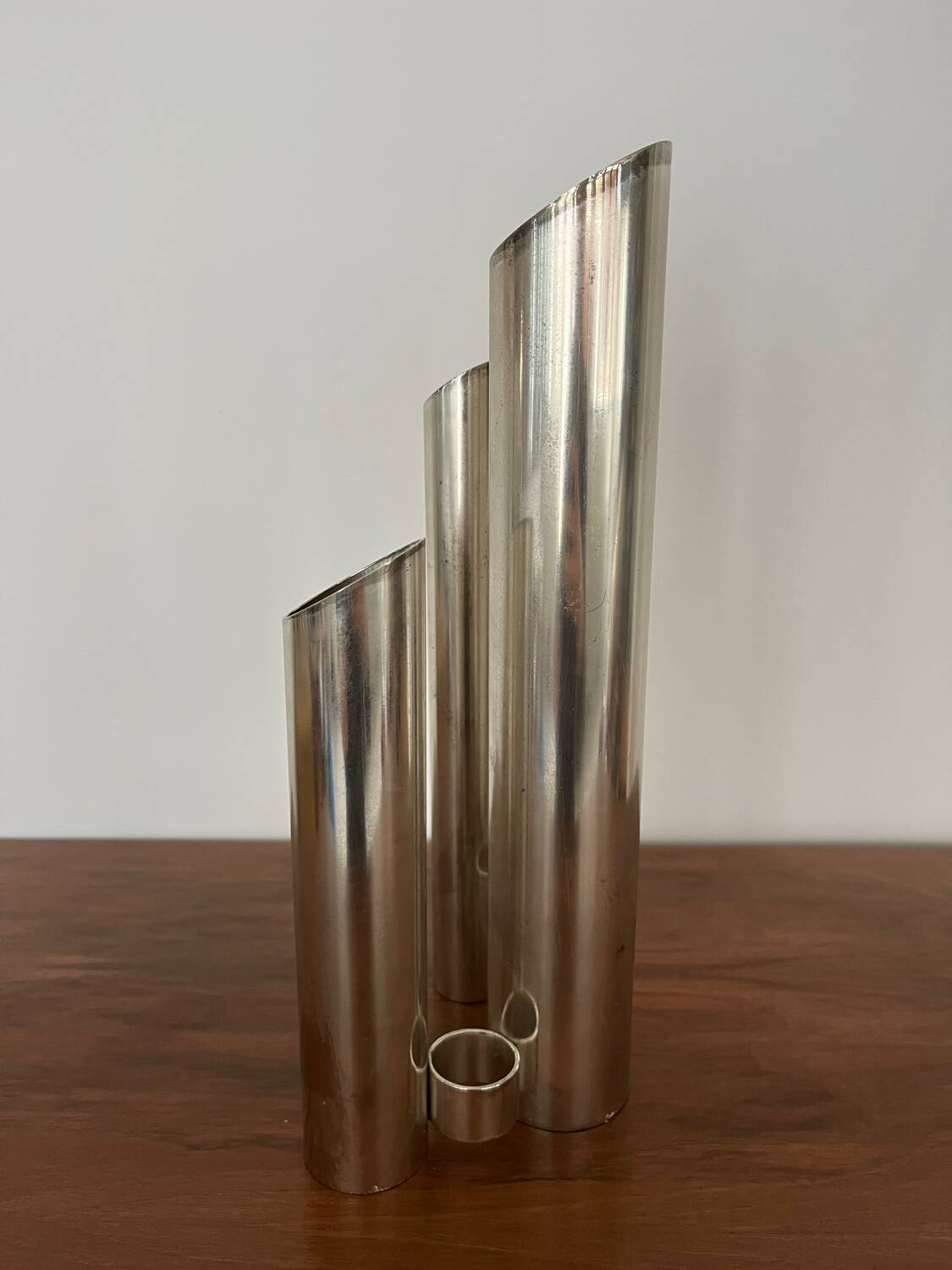 Triple vase "Organ" metal Space Age