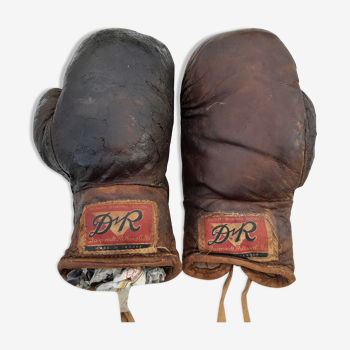 Paire de gants de boxe cuir années 40