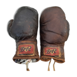 Paire de gants de boxe cuir années 40