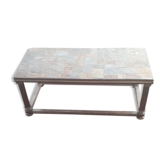 Coffee table top tile stone nature feet steel art deco