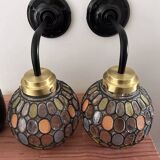 Pair of faceted globe wall sconces