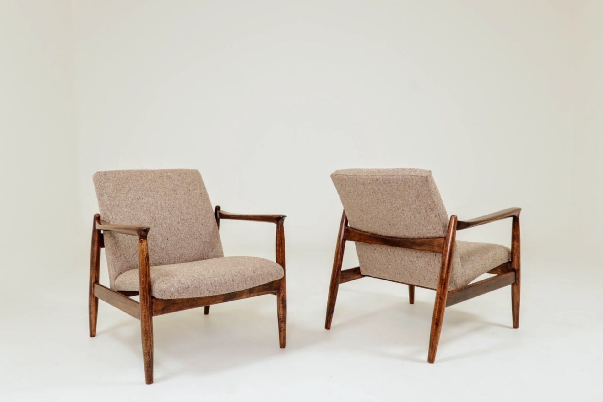 Vintage Armchair by Edmund Homa GFM 64, Tweed Upholstery, Poland, 1960