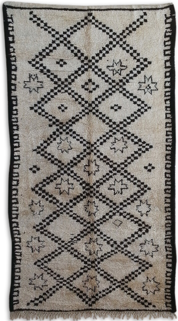 Tapis beni ourain marocain 100%laine, 370x200