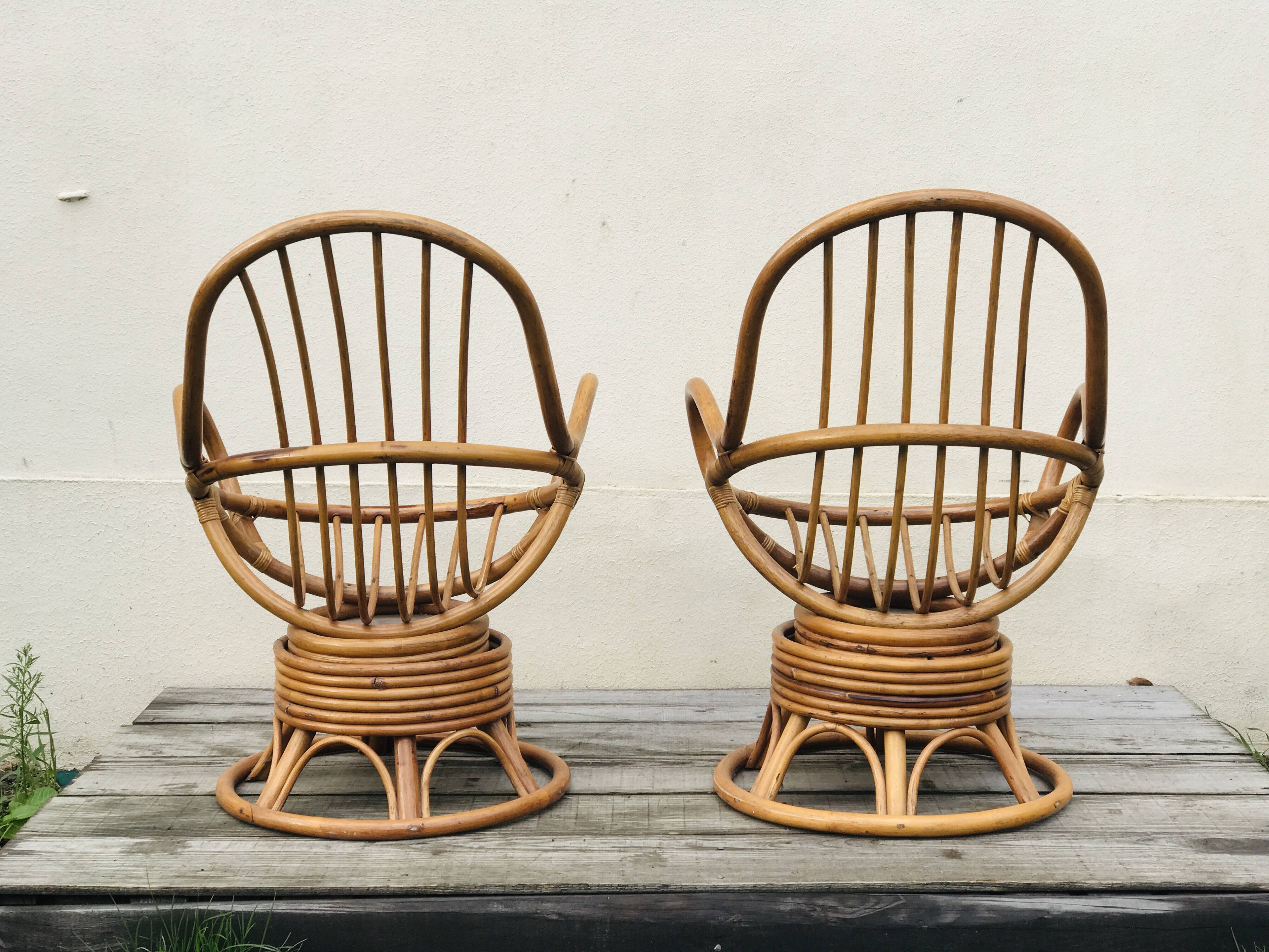 Pair of bamboo armchairs