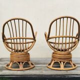 Pair of bamboo armchairs