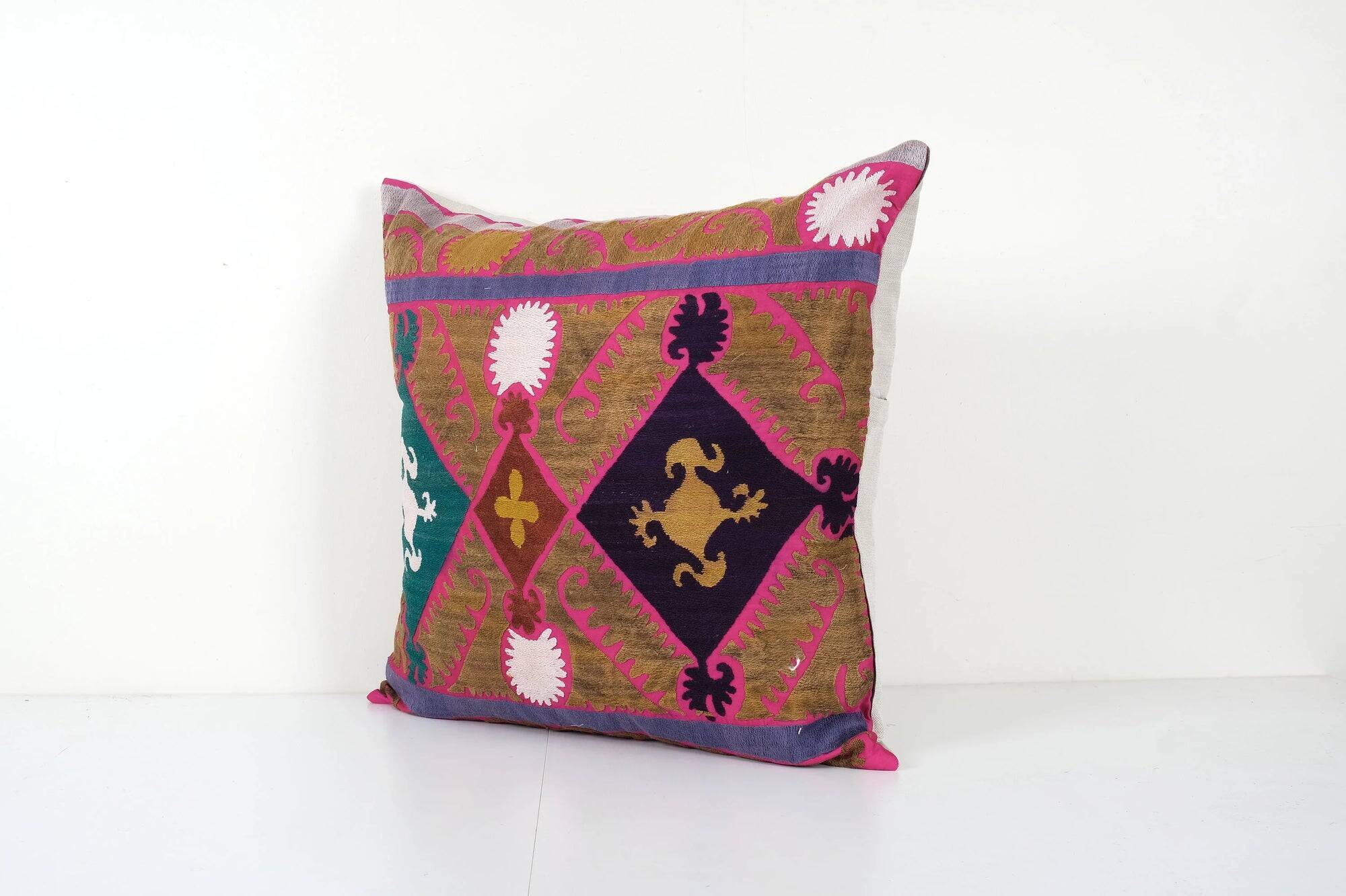 Vintage embroidered cushion cover 66x66 cm