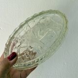 Vintage glass butter dish with cow decorations