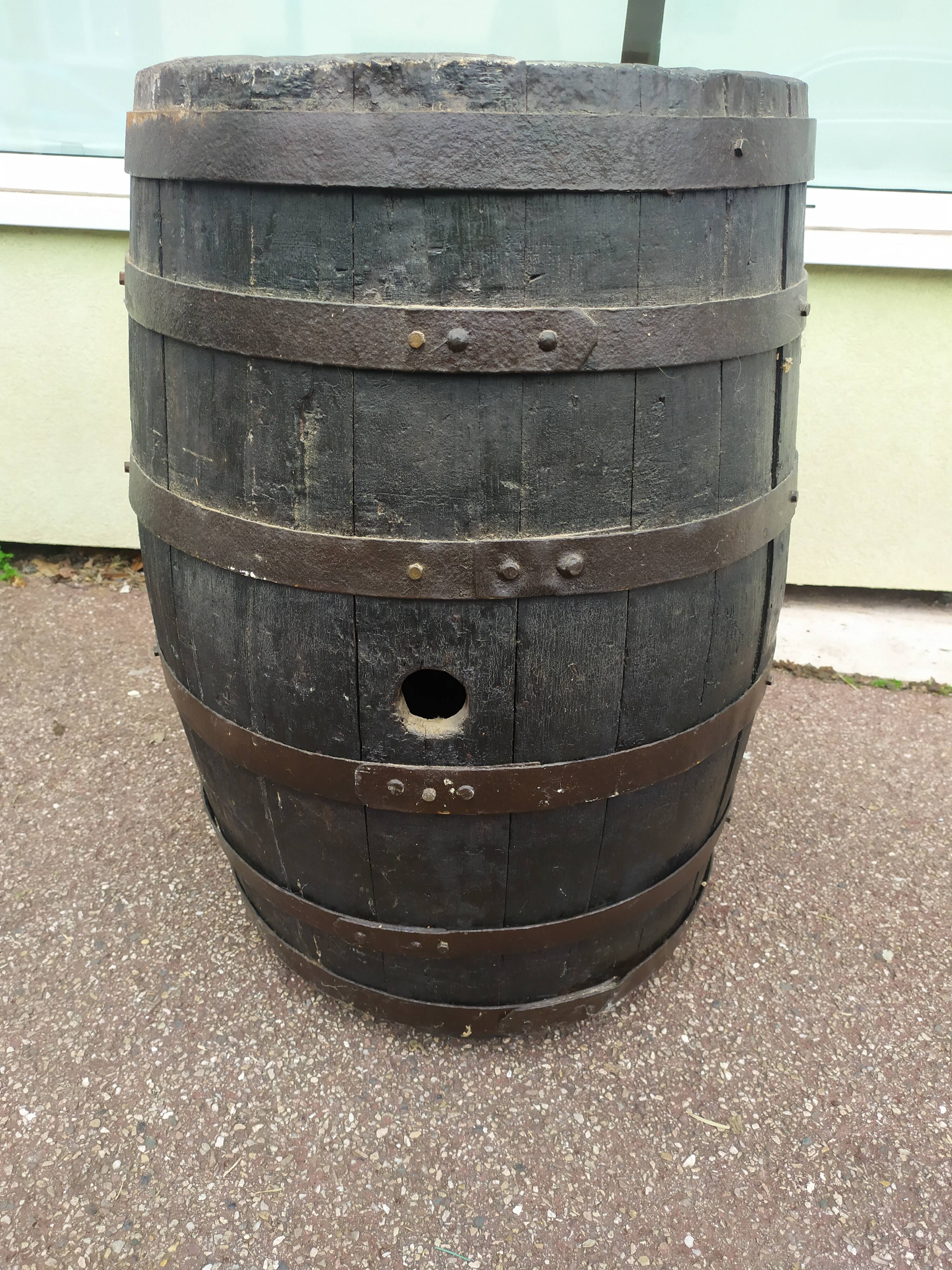 Bar tonneau bois - 71cm - sur roulette