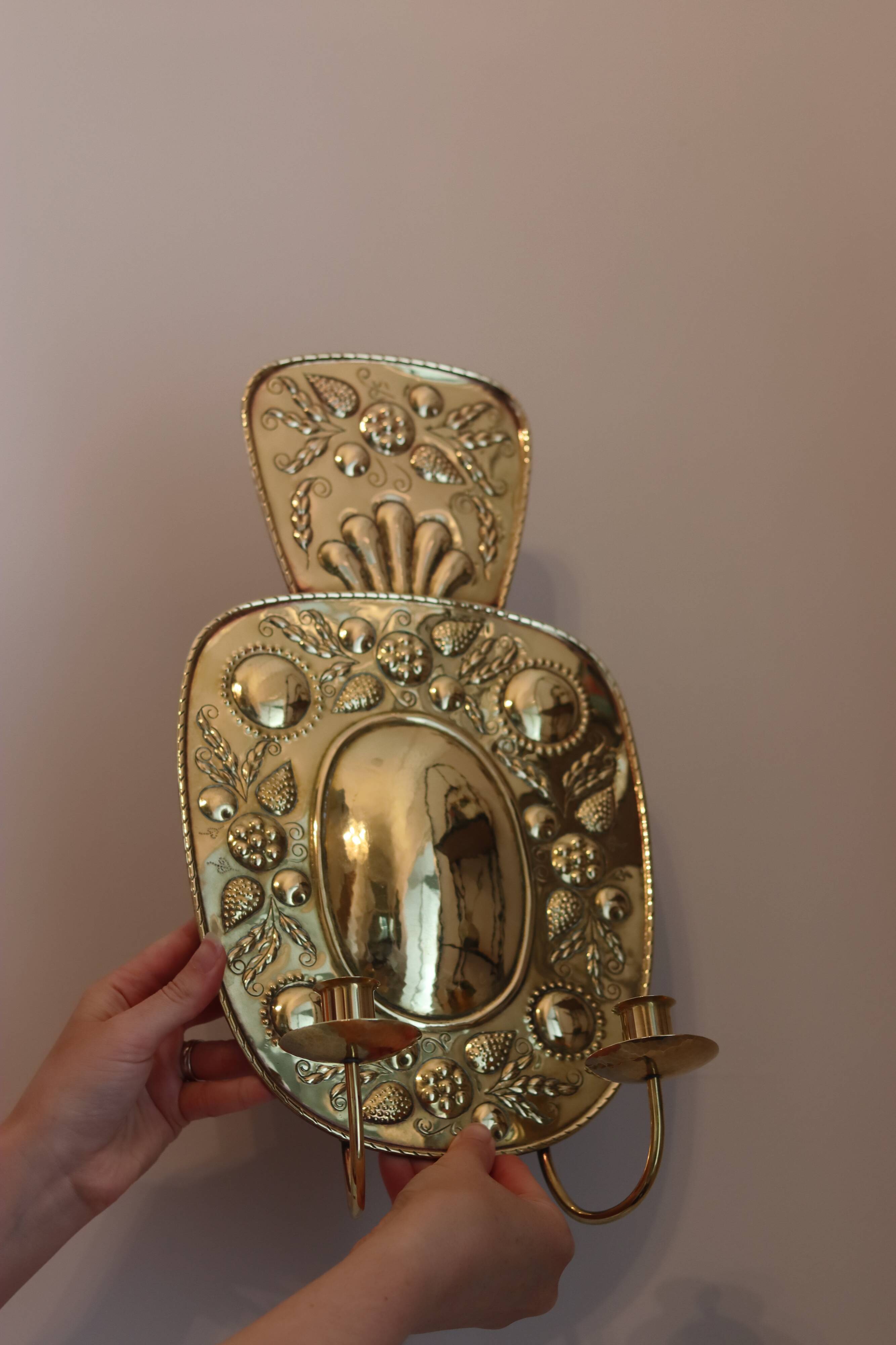 Mid Century Swedish Brass Sconce