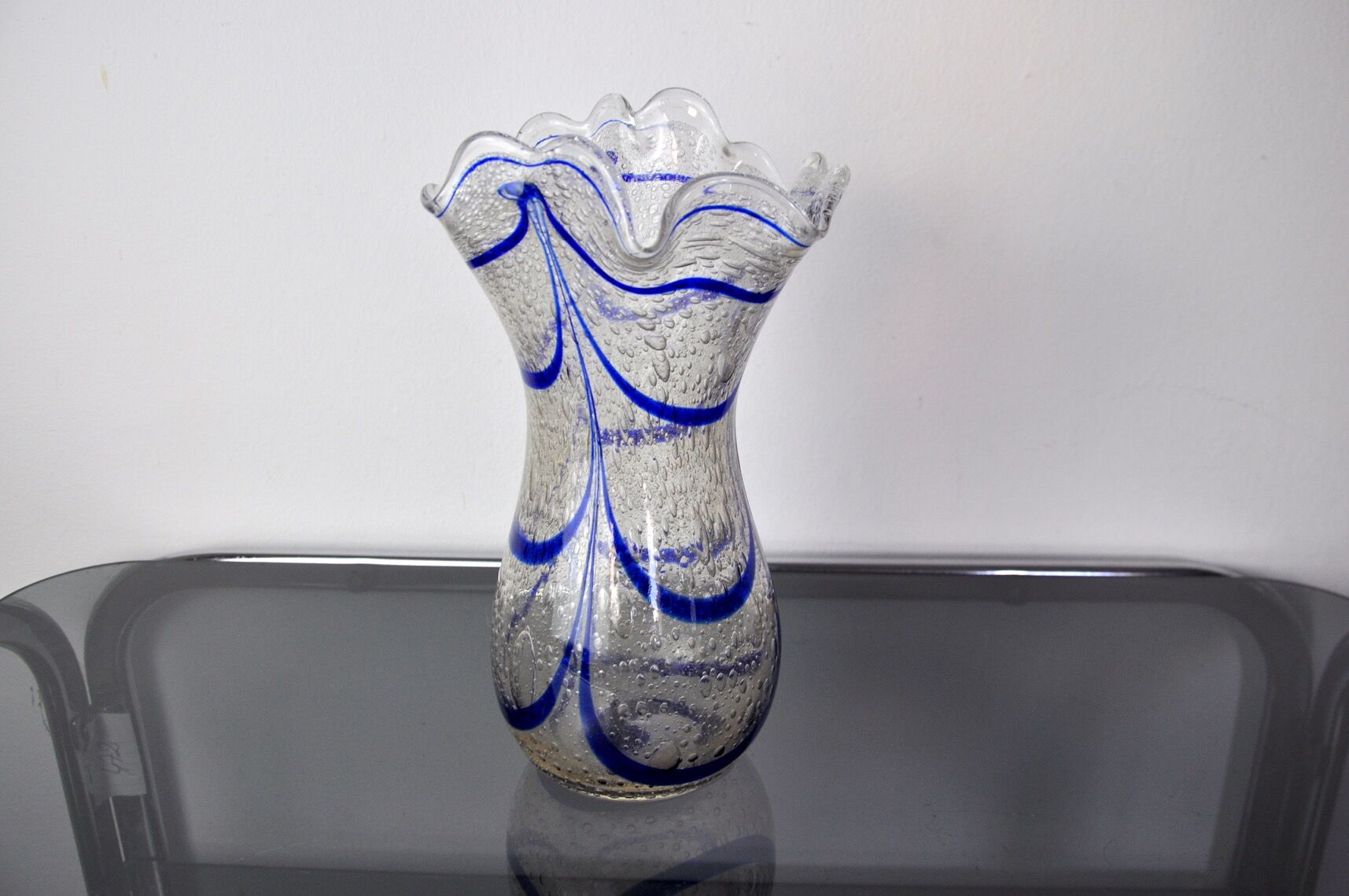 Blue seguso vase in murano glass, Italy, 1960