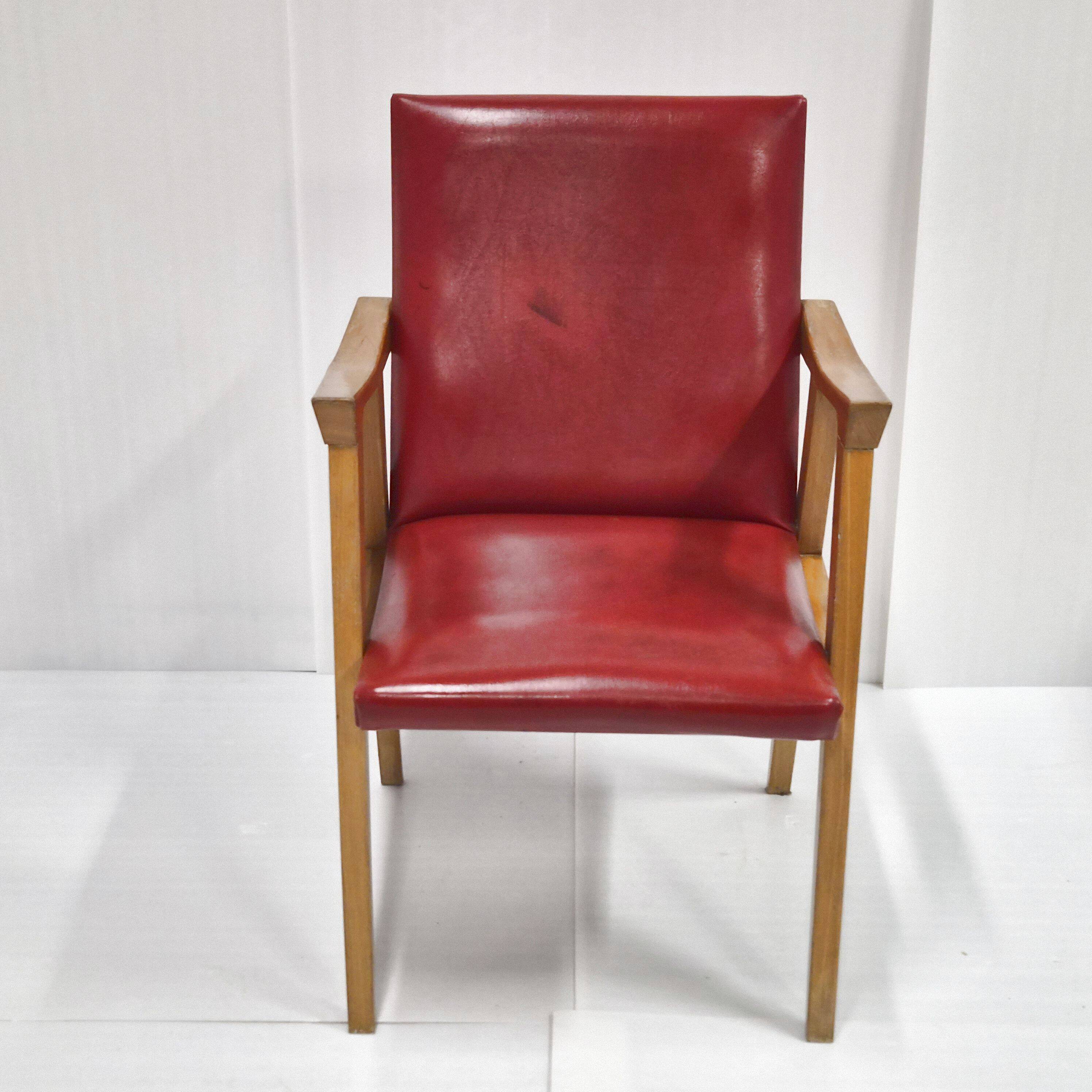 Fauteuil vintage pieds compas 1950