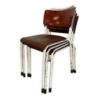 Set of 4 Gispen mahogany chairs Netherlands 70s