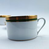 Duo cups Limoges bordered green gilded with fine gold