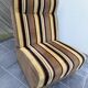 Vintage 1970s lounge chair – striped orange, brown, and cream velvet