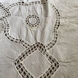 Tablecloth rectangular white cotton embroidered