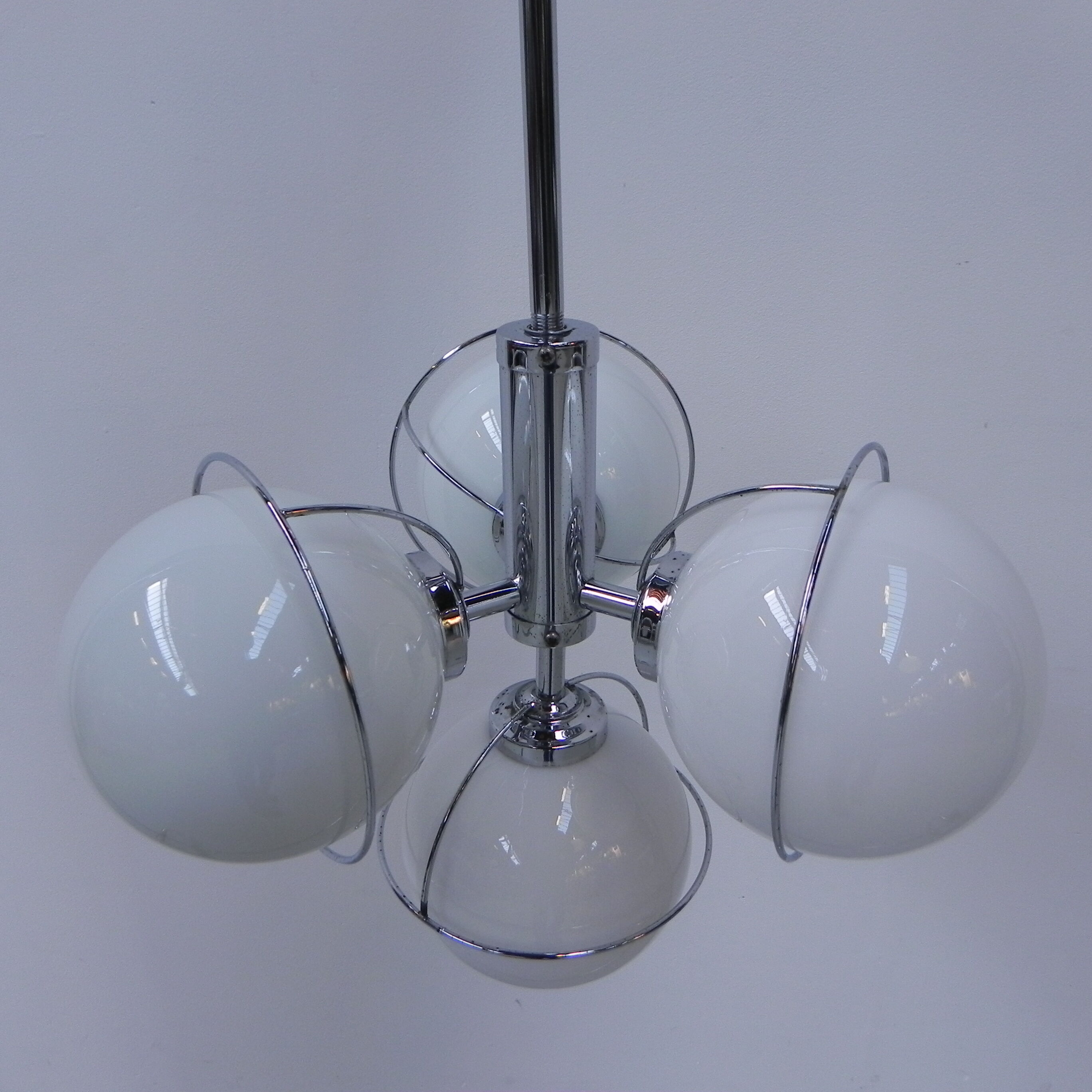 Vintage space age hanging lamp with 4 glass balls