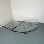 Table Basse Moderniste Furtive en Acier et Verre, Italie, années 1980