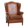 Cognac-Colored Cowhide Leather Wingback Chair in English Style