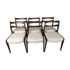 6 chaises scandinave cuir blanc